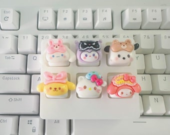 Tecla con personaje Kawaii, tecla con animalito lindo, interruptores MX Cherry, Pompompurin, regalo para ella, Kuromii, rollo de canela, gatito, Pochacco, Cathy