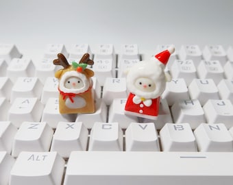 Handgemaakte kerstsleutelhanger: kerstman, rendier - MX Cherry Switch-accessoire