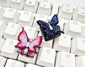 Gradient Sparkle Butterfly Artisan Keycap: MX Cherry Switch, Custom PBT Keycap