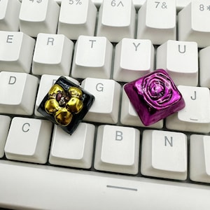 Metallic Floral Keycap, Floral Garden, MX Cherry Switches Mechanisches Tastaturzubehör, Artisan Keycap, handgemachtes Geschenk, Geschenk für sie