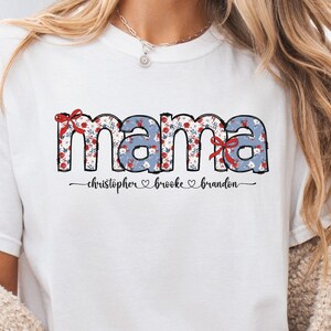 Mama Comfort Colors 4th of July Shirt Personalized Fourth of July Shirt Mama Shirt 4th of July Shirt Custom Mama Shirt Kids Names Mama USA