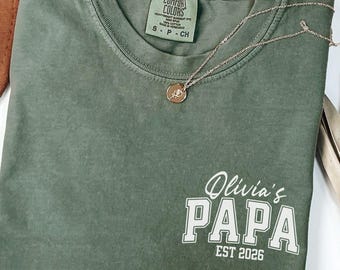 Custom Papa Shirt, Papa Gift, Personalized Papa Fathers Day Gifts for Papa tshirt, New Papa Gift, Pregnancy Reveal To Parents, Birthday Gift