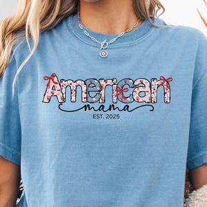 Custom USA Shirt for Women American Shirt USA Comfort Color Shirt for 4th of July Mama Shirt Mama Patriotic Shirt Fourth of July Mama Tee