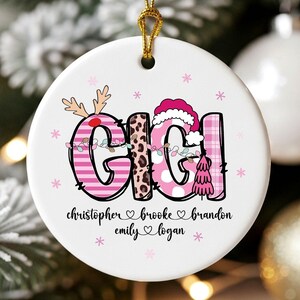 Personalized Gigi Ornament with Grandkids Names, Gigi Christmas Gift, Custom Gigi Gift, Grandma Christmas Ornament Gift from Grandchild