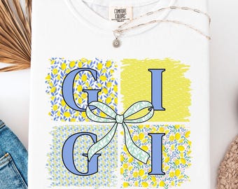 Personalized Gigi Shirt with Names, Custom Gigi Shirt, Grandmother Shirts Personalized Gift for Gigi Coquette Bow Shirt, Lemon Shirt T Shirt