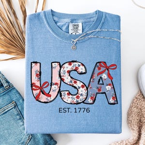 USA Comfort Color Shirt for 4th of July Shirt Women American Shirts Patriotic Shirt Women USA Tee Shirt, Red White and Blue Shirt USA tshirt