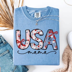 Comfort Colors USA Shirt Personalized Fourth of July Shirt Mama Shirt 4th of July Shirt, Patriotic Women Shirt, Summer Shirt Women USA Shirt