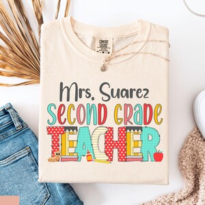 Custom Second Grade Teacher Shirt for Back to School Teacher Shirt 2nd Grade Teacher Shirt Elementary Team Shirts Custom Teacher Name Shirt