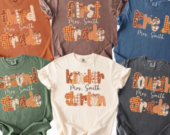 Personalized Fall Teacher Shirt Fall, Teacher Comfort Colors Shirt, Teacher Pumpkin Shirt, Thanksgiving Teacher Shirt, Autumn Teacher Shirt