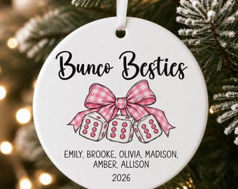 Personalized Bunco Christmas Ornament, Custom Bunco Ornament, Bunco Friends Gift, Bunco Besties, Bundo Ladies, Bunco Group Gift, Bunco Gifts