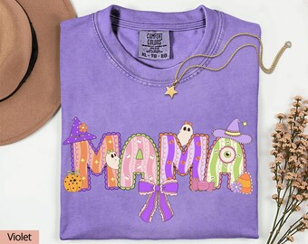 Mama Halloween Shirt Tshirt, Halloween Mom Shirt Halloween Comfort Colors Shirt Preppy Halloween Shirt, Cute Halloween Mama Tee, Spooky Mama