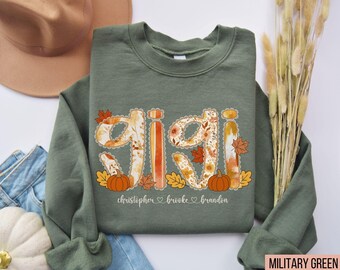 Personalized Gigi Sweatshirt with Names, Fall Sweatshirt for Gigi, Pumpkin Fall Sweatshirt Shirt Hoodie from grandkids Kids, Fall Gigi Shirt