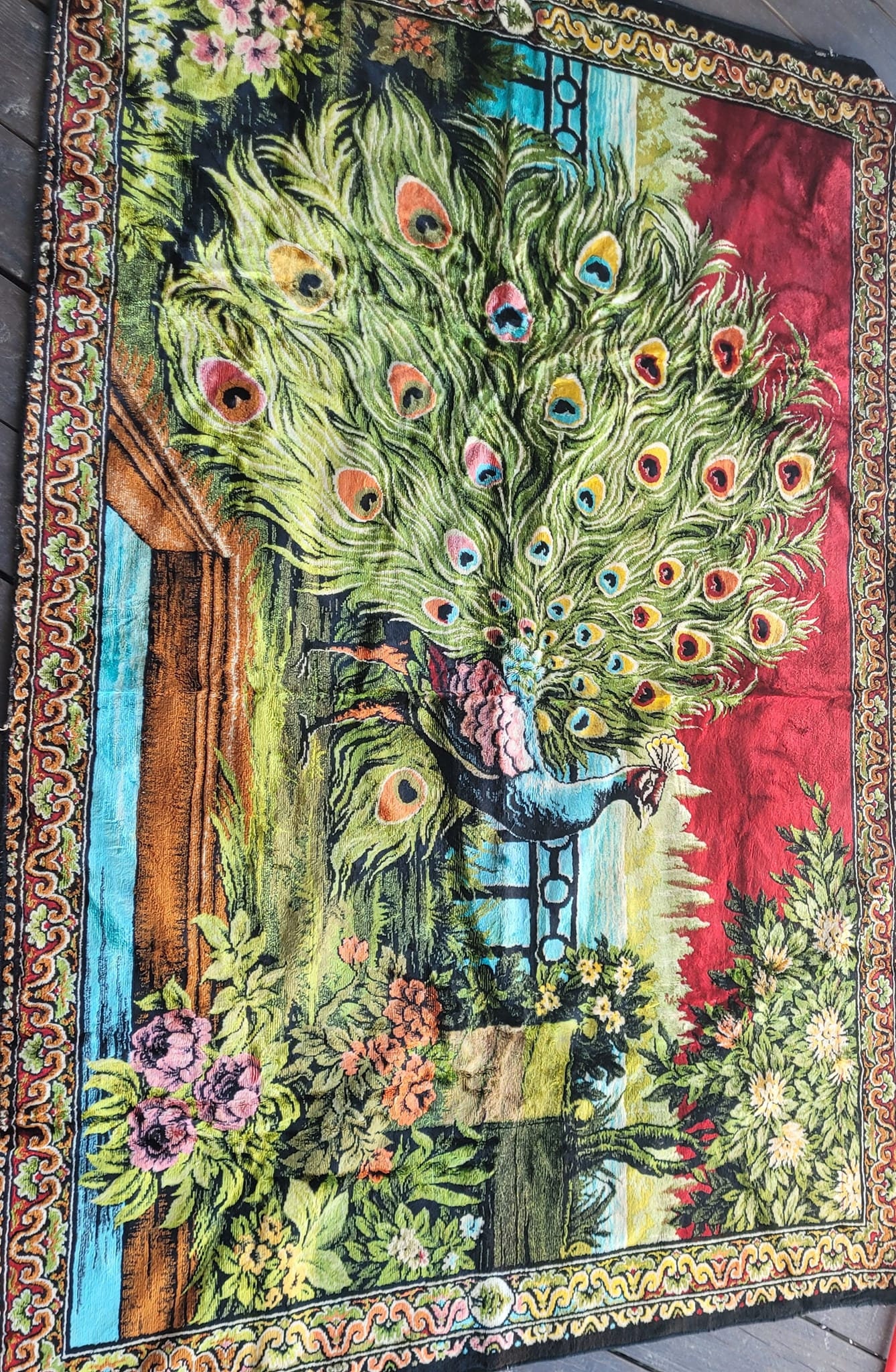 Modernist Södahl Peacock Tapestry Wall Hanging in Jute, Hans J Schöbel