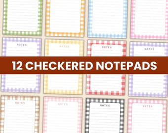 A5 Checkered Notepad Set, Pastel Lined Daily List Maker (Digital Files)