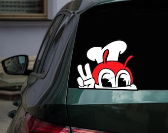 Jollibee Peeking Sticker: Filipino Fast Food Decal