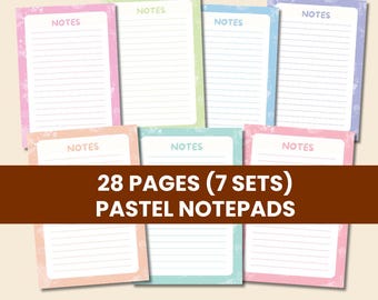 Pastel Notepad, Minimalist Stationery, Daily Notes, Pocket Memo Pad (Digital Download)