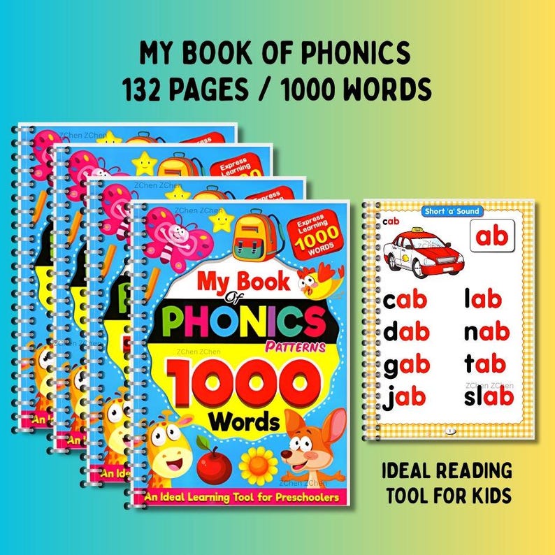 6phonics Pattern Examples My Book of Phonics Pattern, Workbook for Kids, Reading, Worksheets, CVC ...
