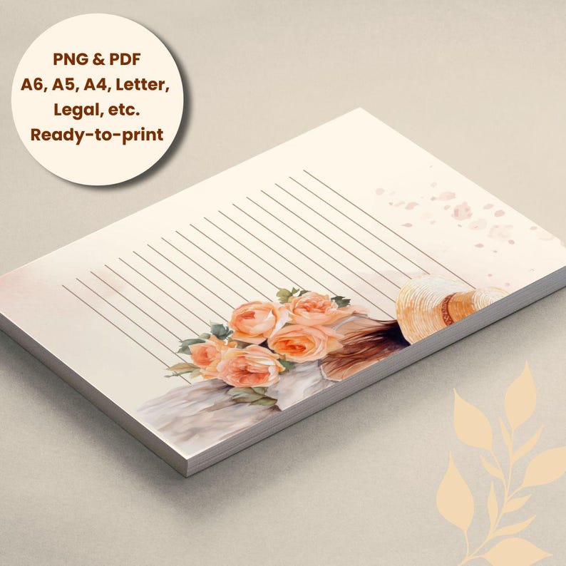 Beige Notepad, Minimalist Notes Pad, Lined Writing Paper (digital ...
