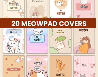 Cat-Themed Notebook Cover, Notepad Front Page, Journal Notes, Cat Pattern (Digital Download)