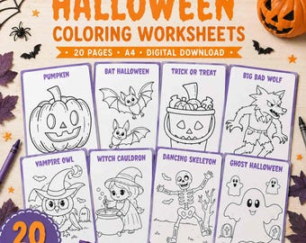Halloween Coloring Book | Spooky A4 Activity Pages (Digital Download)