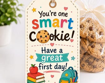 First Day of School Cookie Tag, Back to School Treat Tag, Printable School Cookie Tag, First Day School Gift Tag, Teacher Classroom Treat