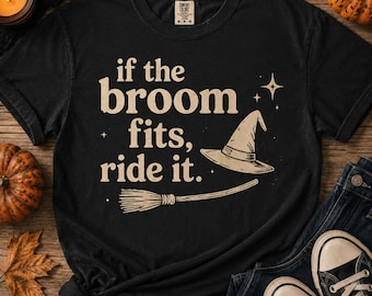 Halloween Broom Witch Hat PNG, Vintage Distressed Graphic Tee (Digital Download)