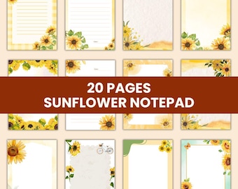 Sunflower Notepad, Small Writing Pad For Notes, Bright Floral Desk Stationery, Floral Memopad