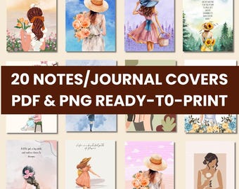 Daily Planner Covers, Journal Accessory, Digital Download (PDF, PNG)