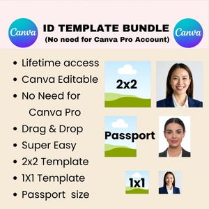 Rush ID Photo Template, 1x1, 2x2, Passport Size