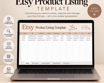 Etsy Listing Planner Template, Etsy SEO Keyword Planner, Product Listing Spreadsheet, Etsy Seller Organizer, Digital Product Planner