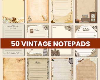 Vintage Notepad, Retro Writing Pad, Journaling Stationery (Digital Download)
