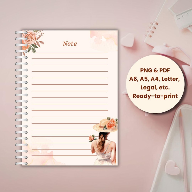 Beige Notepad, Minimalist Notes Pad, Lined Writing Paper (digital ...