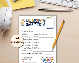 All About Dad Interview Worksheet | Father's Day Kids Activity (A4 PDF Download)