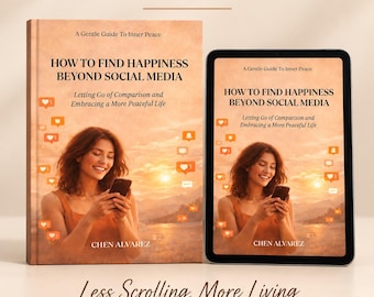 Happiness Beyond Social Media Ebook | Digital Detox Workbook | Social Media Detox Guide | Mindfulness Self Help | Mental Wellness PDF