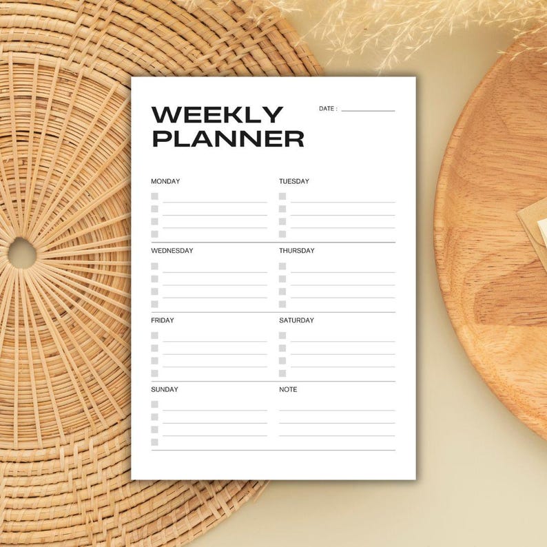 Weekly Schedule Template, Weekly Planner Printable, Weekly Planner PDF ...