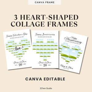 Heart Shape  Frame, Photo Collage Wall Art, Custom Heart Print, Canva Drag And Drop