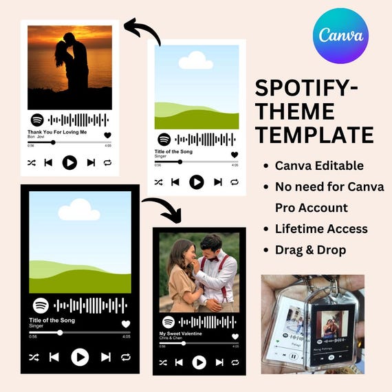 Spotify Photo Template, Canva Drag and Drop