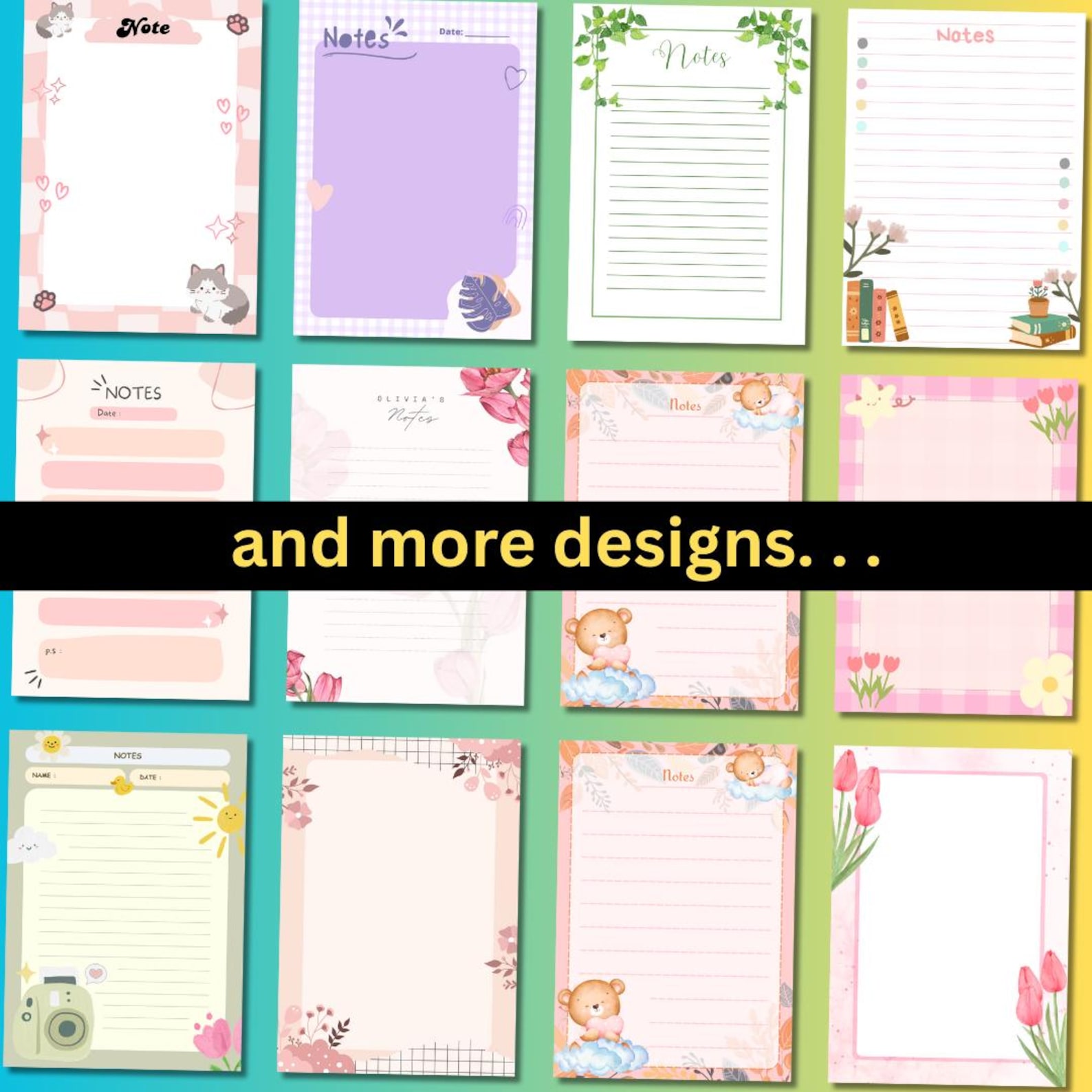 Notepads, Digital Notepad, Planner Inserts, Printable Journal Pages ...