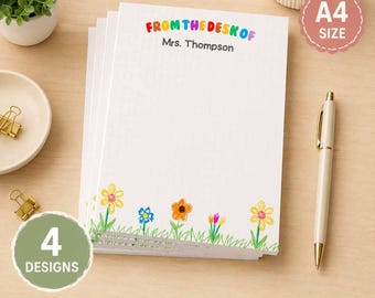 Teacher Notepad, Personalized Name, Classroom Stationery, Back-to-School