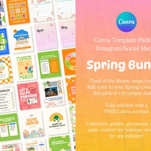 150 Colorful Instagram Post Canva Templates - Bright Instagram Branding - Bold Vibrant Post Templates - Retro Creative Templates IG Designs