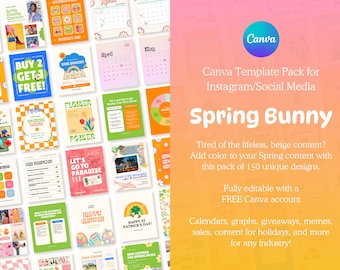 150 plantillas coloridas para publicaciones de Instagram en Canva - Marca brillante para Instagram - Plantillas de publicaciones llamativas y vibrantes - Plantillas creativas retro para diseños de IG