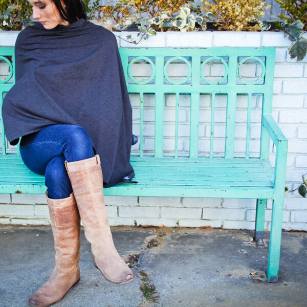 Charcoal Gray Nursing Cover/ Nursing Poncho/ Full Coverage/ Modern/ Privacy/ Breastfeeding/ Nursing Shawl