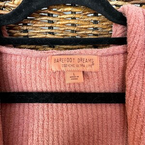 BAREFOOT DREAMS x Womens Cozy Chic Ulta Lite Coral Pink Duster Sweater Robe L image 4