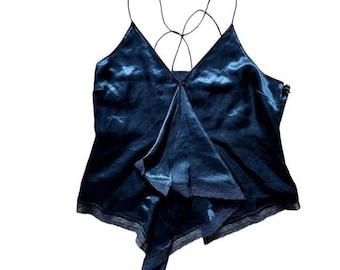 VINTAGE POLO JEANS black satin lace/lingerie camisole l size medium