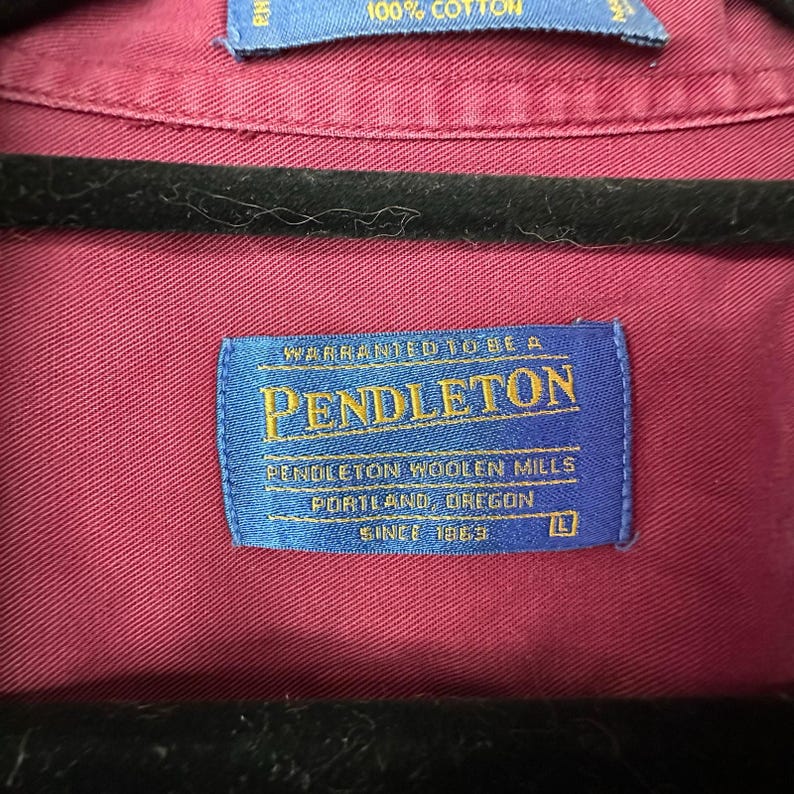 PENDLETON x Shirt Men's L Red 100% Cotton Long Sleeve Button Down Western Ranch image 3