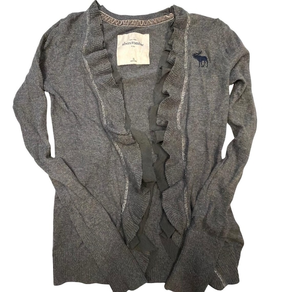 Abercrombie and Fitch Ruffle Open Front Grey Card… - image 1