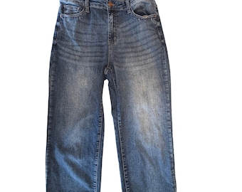 Judy Blue Women's High Waist Cropped Wide Leg Jeans Size 11/30 Medium Blue