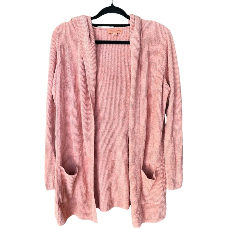 BAREFOOT DREAMS x Womens Cozy Chic Ulta Lite Coral Pink Duster Sweater Robe L image 1