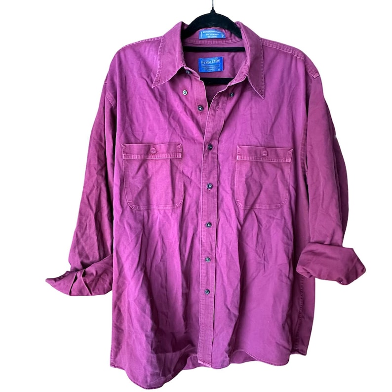 PENDLETON x Shirt Men's L Red 100% Cotton Long Sleeve Button Down Western Ranch image 1