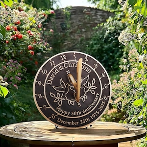 Custom Unique Sundial Anniversary Gift, Brass Sundial, Golden Wedding Anniversary Engraved Sundial Gift for: Parents, Grandparents, Couples